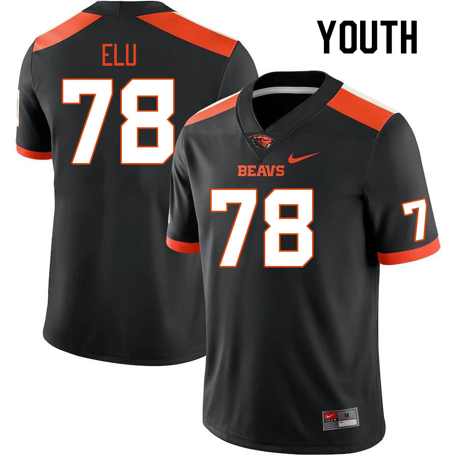 Youth #78 Nathan Elu Oregon State Beavers College Football Jerseys Stitched Sale-Black - Click Image to Close